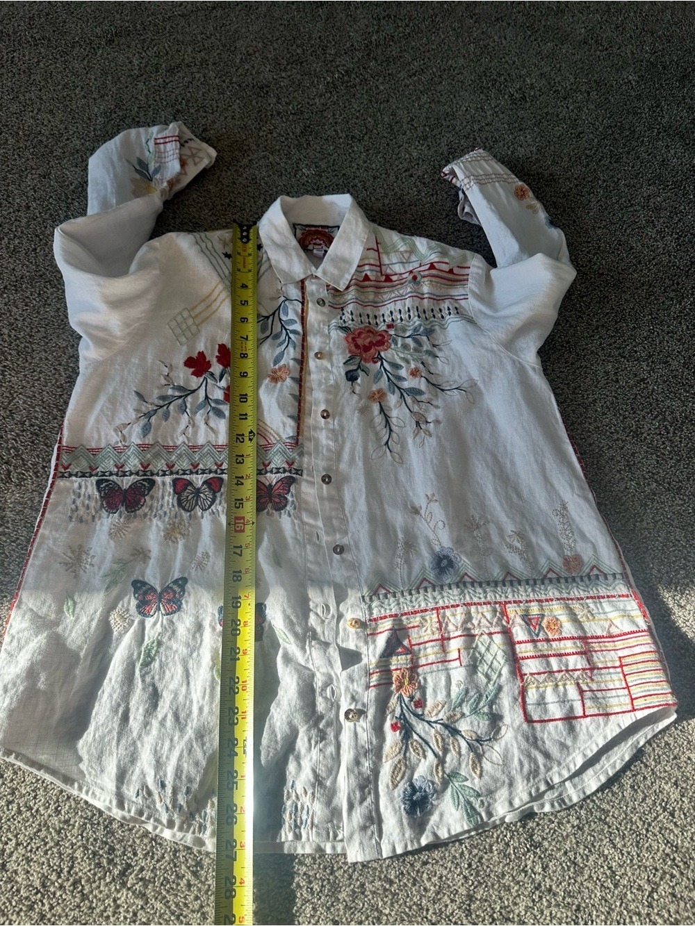 Johnny Was Aravis Linen Embroidered Shirt White Size XS - Picture 12 of 14